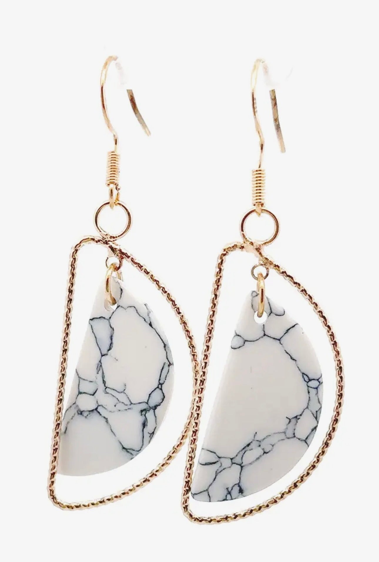White Marble Earrings