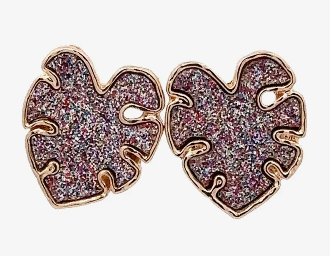 Glittery Palm Tree Leaves Earrings