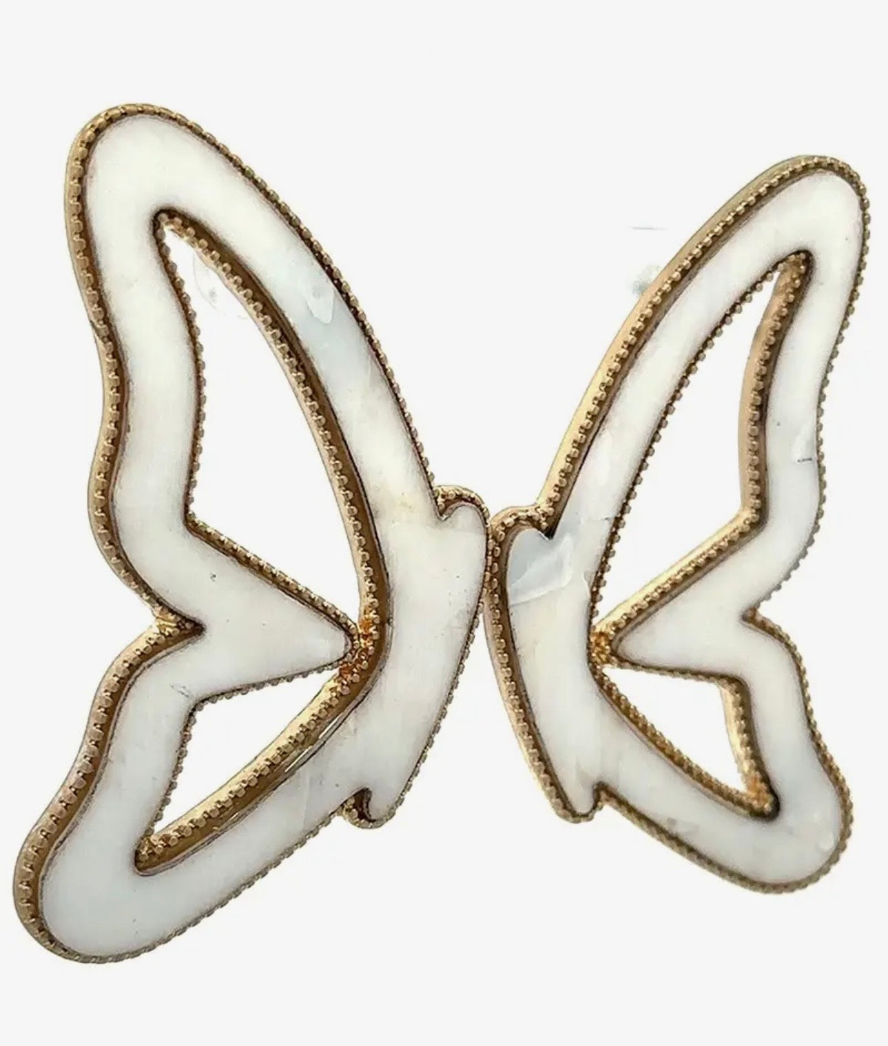 White Marble Butterfly Earrings