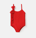 Ruffle Trim Bow One Piece Cami Swimsuit