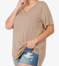 Plus Size V-Neck Hi-Low Hem Top