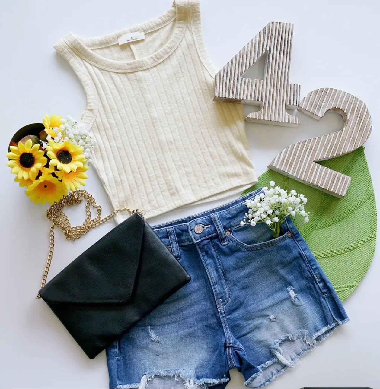 Ribbed Sleeveless Crop Tank Top